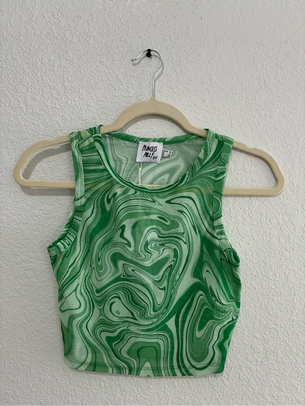 Princess Polly Green Marble Swirl Crop Tank
